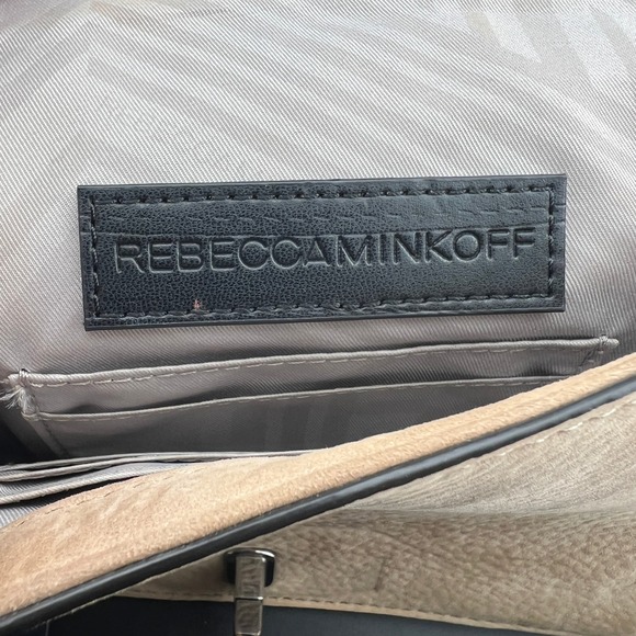 Rebecca Minkoff Love Crossbody Bag Suede Floral Embroidered Silver Hardware - Picture 10 of 11